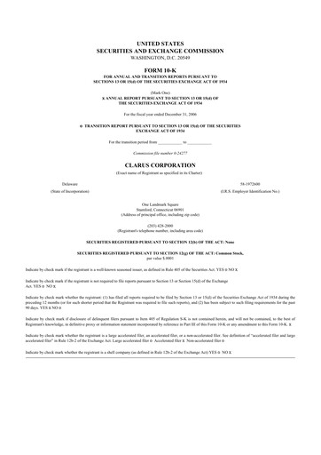 Vorschaubild Clarus
 10-K Jahresbericht 