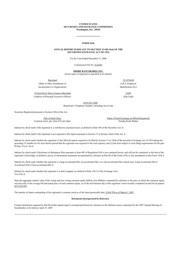 Thumbnail Shore Bancshares 10-K Annual Report 