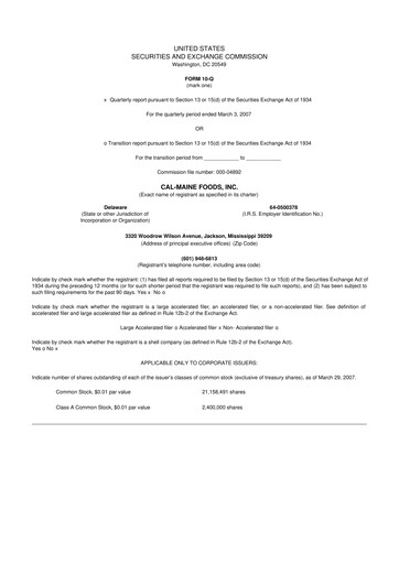 Thumbnail Cal-Maine Foods 10-Q Quarterly Report FY 