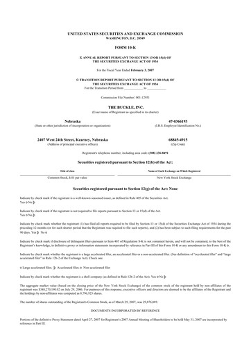 Thumbnail Buckle
 10-K Annual Report 