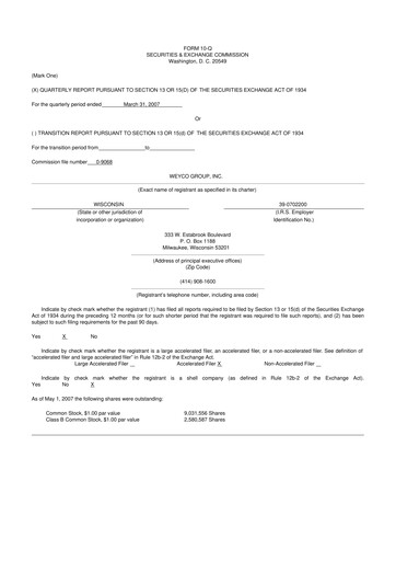 Thumbnail Weyco Group 10-Q Quarterly Report FY 