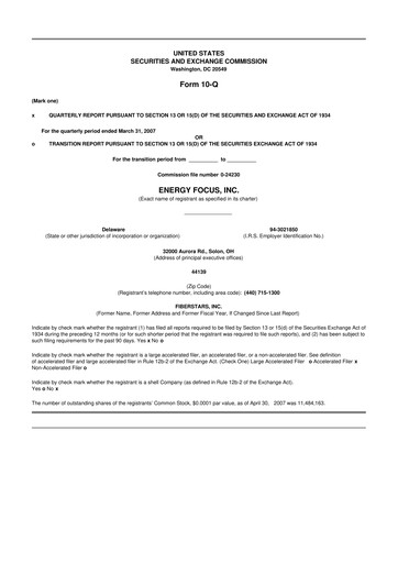 Thumbnail Energy Focus 10-Q Quarterly Report FY 