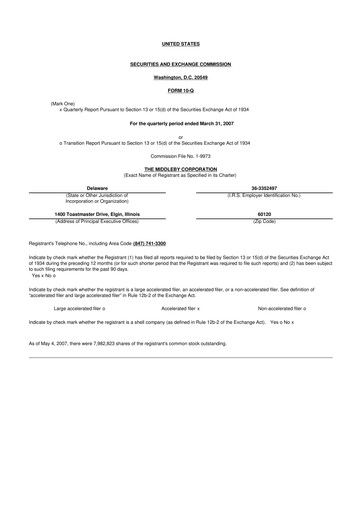 Thumbnail Middleby 10-Q Quarterly Report FY 