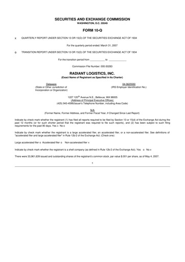 Thumbnail Radiant Logistics
 10-Q Quarterly Report FY 