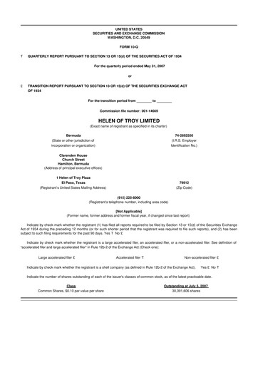 Vorschaubild Helen of Troy 10-Q Quartalsbericht  