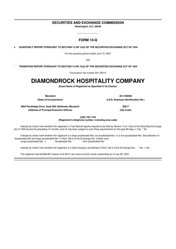 Vorschaubild Diamondrock Hospitality Company 10-Q Quartalsbericht  
