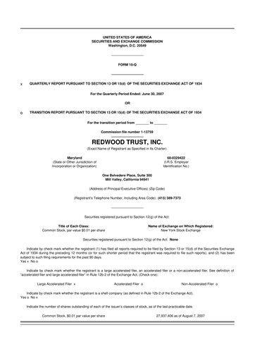 Vorschaubild Redwood Trust 10-Q Quartalsbericht  