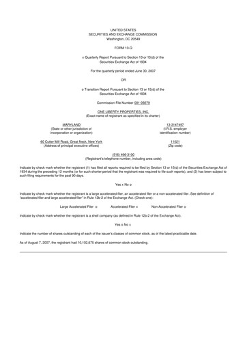 Thumbnail One Liberty Properties 10-Q Quarterly Report FY 