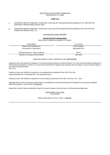 Vorschaubild United Security Bancshares 10-Q Quartalsbericht  