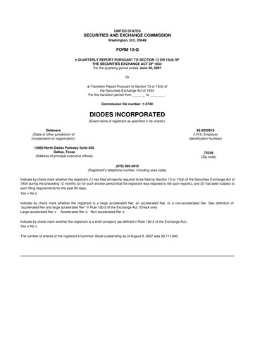 Thumbnail Diodes Incorporated 10-Q Quarterly Report FY 