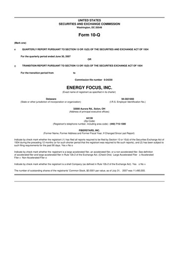 Thumbnail Energy Focus 10-Q Quarterly Report FY 