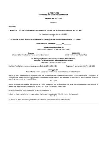 Vorschaubild China Automotive Systems 10-Q Quartalsbericht  