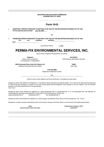 Miniature Perma-Fix Environmental Services 10-Q Rapport trimestriel  