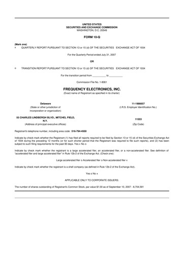 Thumbnail Frequency Electronics 10-Q Quarterly Report FY 