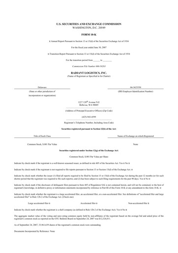 Thumbnail Radiant Logistics
 10-K Annual Report 