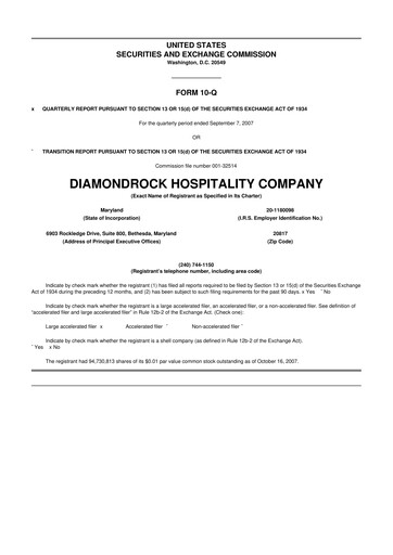 Vorschaubild Diamondrock Hospitality Company 10-Q Quartalsbericht  
