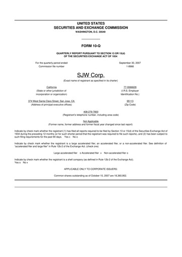 Thumbnail SJW Group
 10-Q Quarterly Report FY 