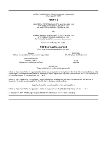 Thumbnail RBC Bearings 10-Q Quarterly Report FY 