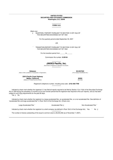 Thumbnail Jakks Pacific
 10-Q Quarterly Report FY 
