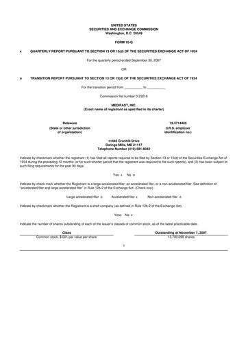 Thumbnail Medifast 10-Q Quarterly Report FY 