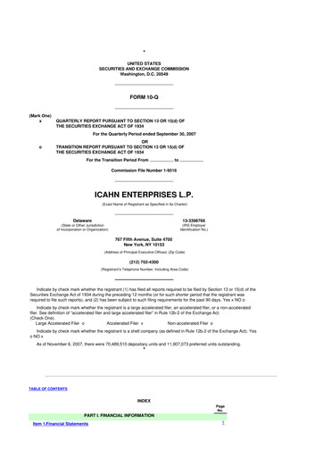 Thumbnail Icahn Enterprises
 10-Q Quarterly Report FY 
