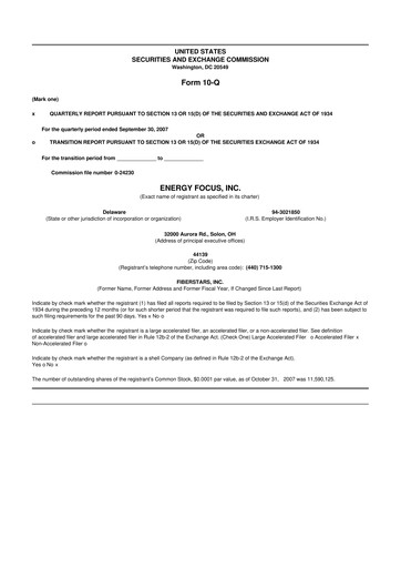 Thumbnail Energy Focus 10-Q Quarterly Report FY 