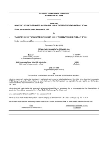 Miniature Perma-Fix Environmental Services 10-Q Rapport trimestriel  