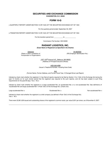 Thumbnail Radiant Logistics
 10-Q Quarterly Report FY 