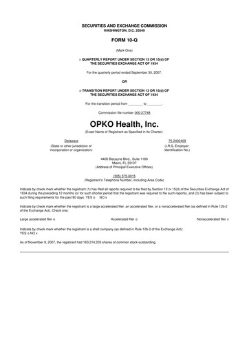 Thumbnail OPKO Health
 10-Q Quarterly Report FY 
