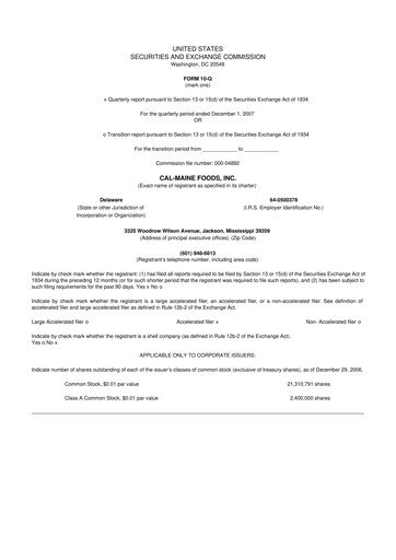 Thumbnail Cal-Maine Foods 10-Q Quarterly Report FY 