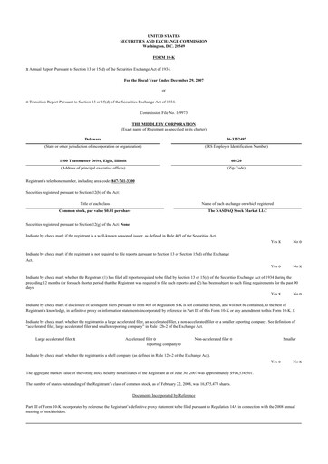 Thumbnail Middleby 10-K Annual Report 