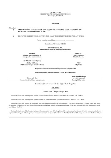 Thumbnail Jakks Pacific
 10-K Annual Report 