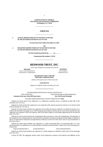 Thumbnail Redwood Trust 10-K Annual Report 