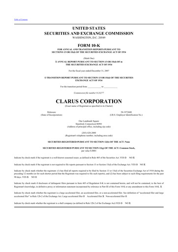 Vorschaubild Clarus
 10-K Jahresbericht 