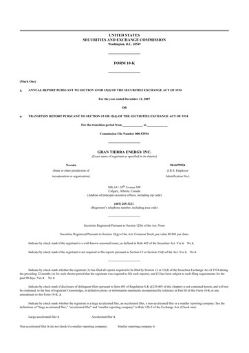Thumbnail Gran Tierra Energy 10-K Annual Report 