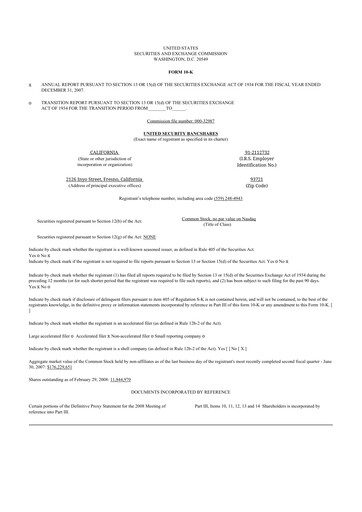 Thumbnail United Security Bancshares 10-K Annual Report 