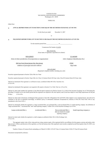 Thumbnail Bel Fuse 10-K Annual Report 