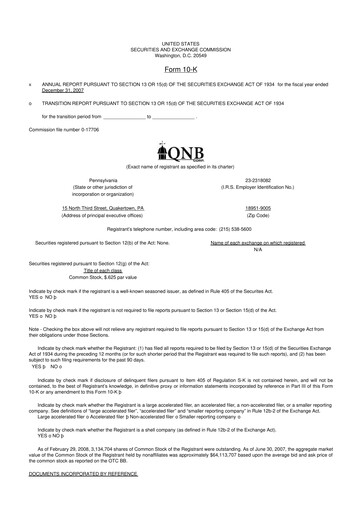 Vorschaubild QNB Corp. 10-K Jahresbericht 