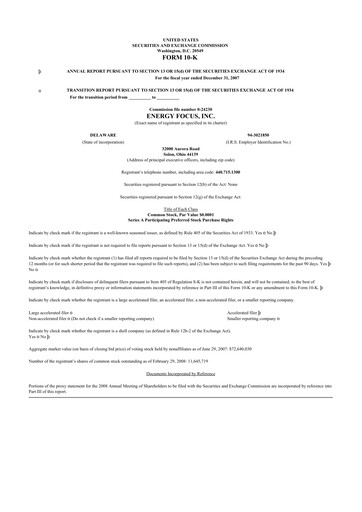 Thumbnail Energy Focus 10-K Annual Report 