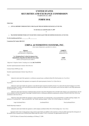 Thumbnail China Automotive Systems 10-K Annual Report 