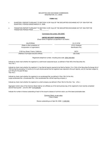 Vorschaubild United Security Bancshares 10-Q Quartalsbericht  