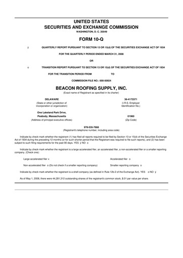 Vorschaubild Beacon Roofing Supply 10-Q Quartalsbericht  