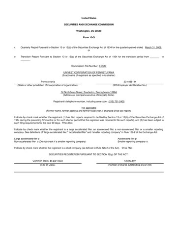 Thumbnail Univest Financial Corporation 10-Q Quarterly Report FY 