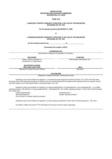 Miniature LivePerson 10-Q Rapport trimestriel  