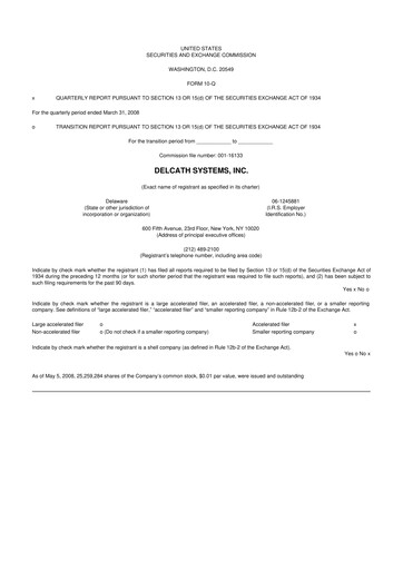 Vorschaubild Delcath Systems 10-Q Quartalsbericht  