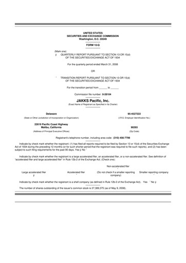 Thumbnail Jakks Pacific
 10-Q Quarterly Report FY 