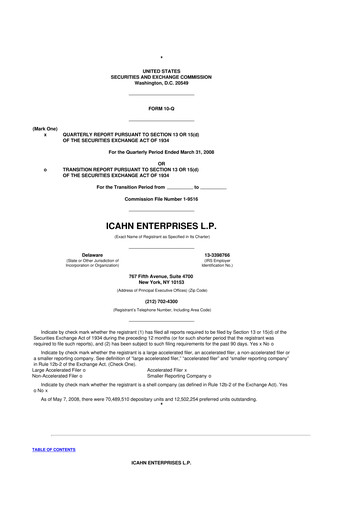 Thumbnail Icahn Enterprises
 10-Q Quarterly Report FY 