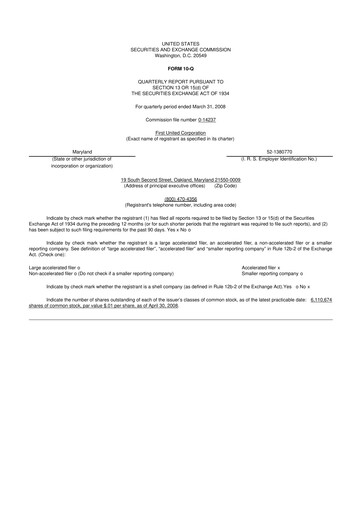 Thumbnail First United Corporation 10-Q Quarterly Report FY 