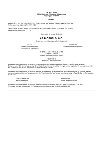 Thumbnail Aemetis 10-Q Quarterly Report FY 