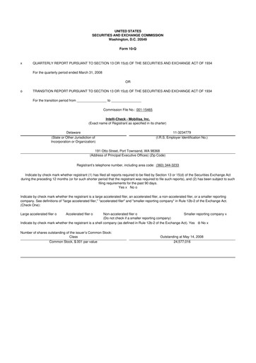 Miniature Intellicheck 10-Q Rapport trimestriel  